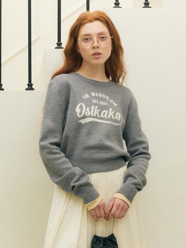 Wool Blossom Graphic Sweater - Gray - OSTKAKA - Modalova