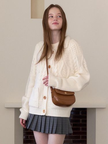 Wool Relaxed Fit Collared Knit Jacket - OSTKAKA - Modalova