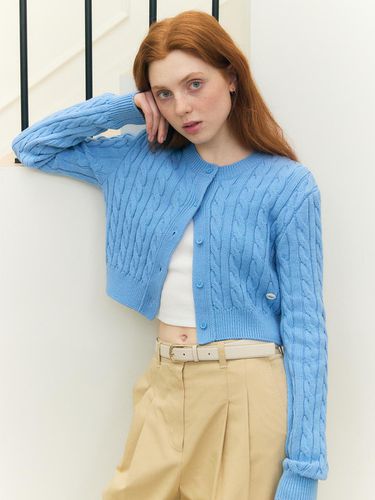 Soft Cable Cropped Cardigan - Blue - OSTKAKA - Modalova