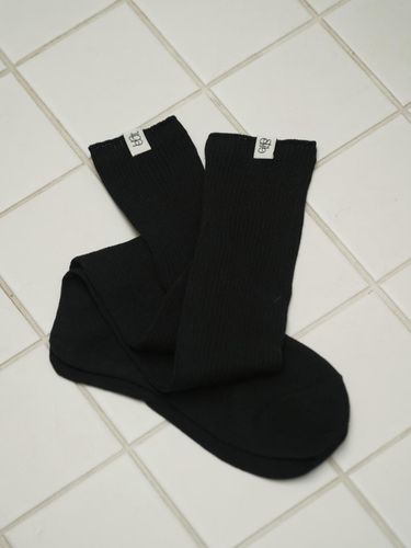 See-through Cotton Knee Socks_Black - UNNOUT - Modalova