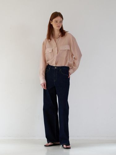 Oversized Sheer Shirt - Peach - UNNOUT - Modalova