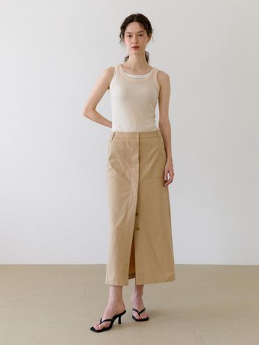 Button Down Maxi Skirt - Beige - UNNOUT - Modalova