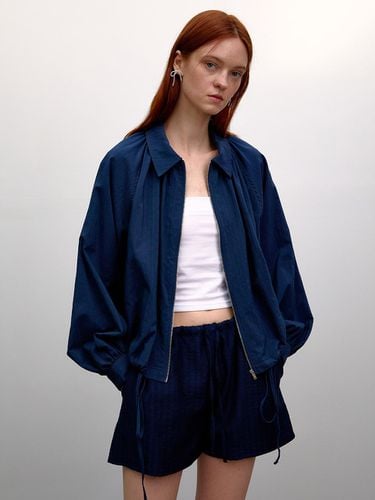 Joy Shirred Shirt Jacket - Navy - OVEOF - Modalova