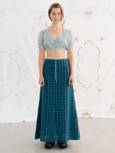 Via Linen Plaid Maxi Skirt - Green - VIA PLAIN - Modalova