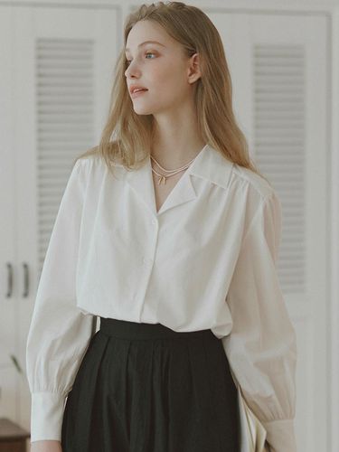 Jane Shirring Blouse (White) - NONLOCAL - Modalova