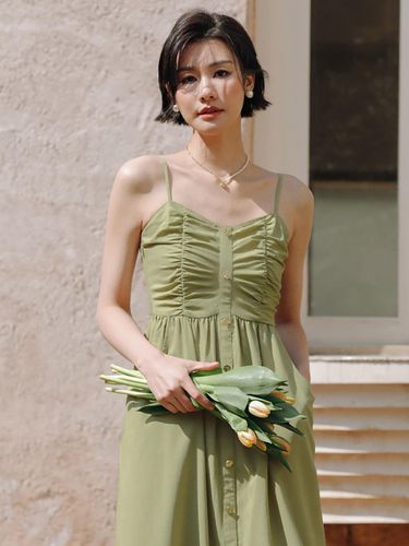 Green Side Pocket Folding Dress - LANGSON - Modalova