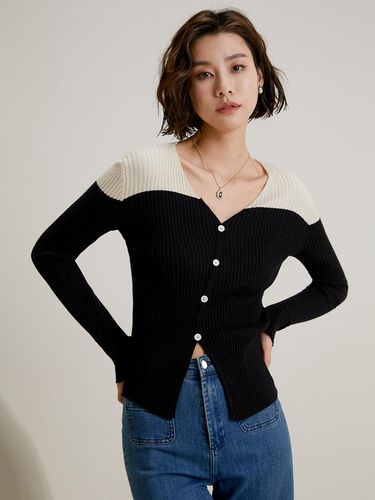 Black Apricot Knit Top - LANGSON - Modalova