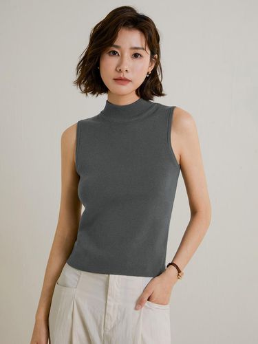 Half Neck Knit Vest Top_Gray - LANGSON - Modalova