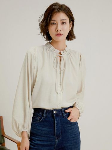 Stand Up Collar Balloon Blouse - LANGSON - Modalova