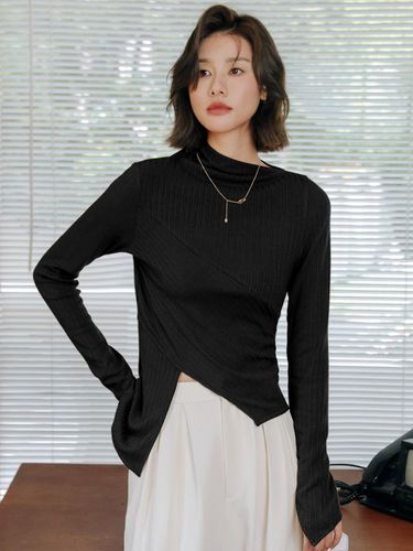 Half Turtle Neck Long sleeve Knit Top (2 Color) - LANGSON - Modalova