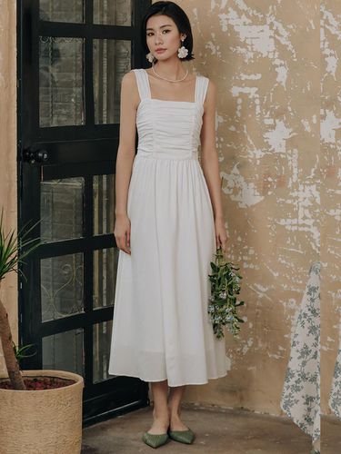 Elegant Shirring Long Dress - LANGSON - Modalova