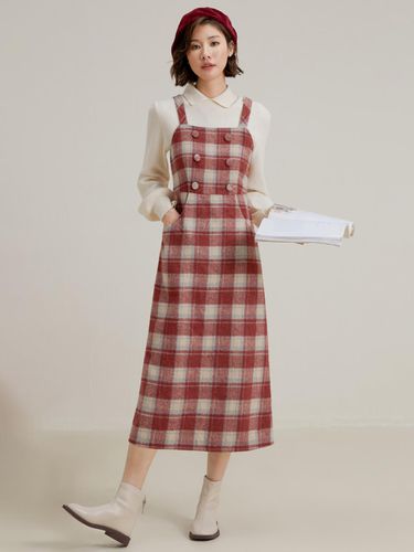 Red Plaid Tweed Slip Dress - LANGSON - Modalova