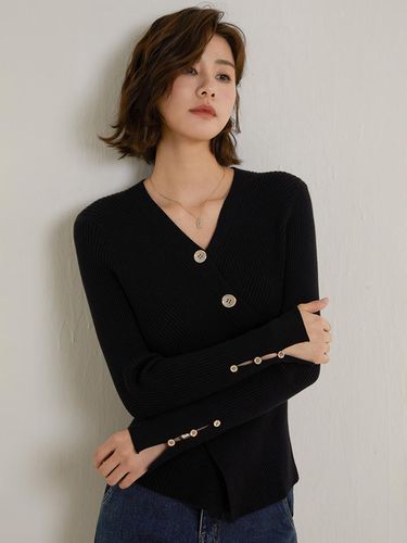 Niche Button Design Knit Top - LANGSON - Modalova