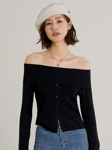 Open Shoulder Knit Top - LANGSON - Modalova