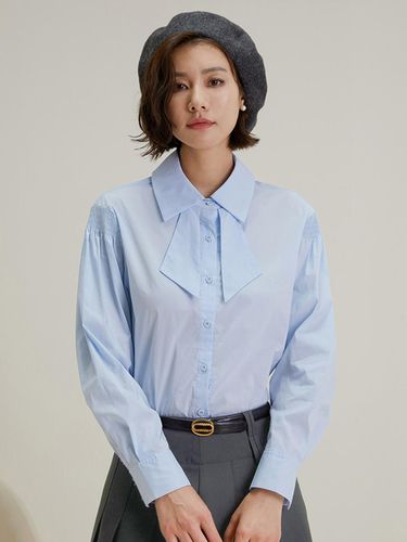 Blue Bow Long Sleeve Shirt - LANGSON - Modalova