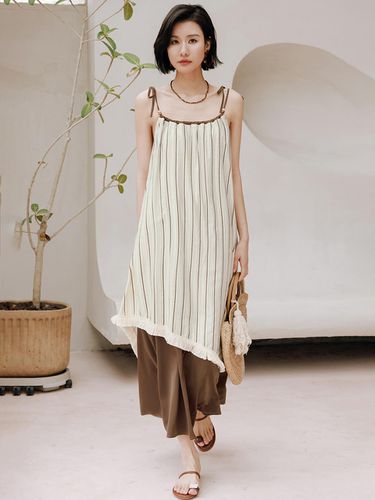 Stitching Stripe Maxi Dress - LANGSON - Modalova