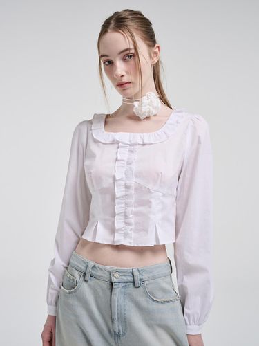 Square Frill Blouse, White - ETMON - Modalova