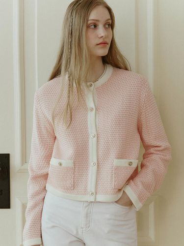 Tweed Pocket Knit Cardigan (Pink) - NONLOCAL - Modalova