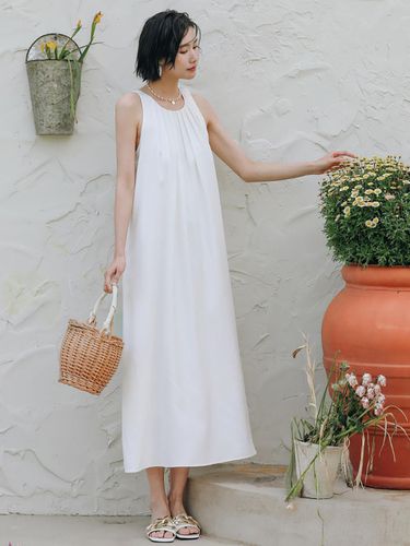 White Halter Neck Sleeveless Long Dress - LANGSON - Modalova