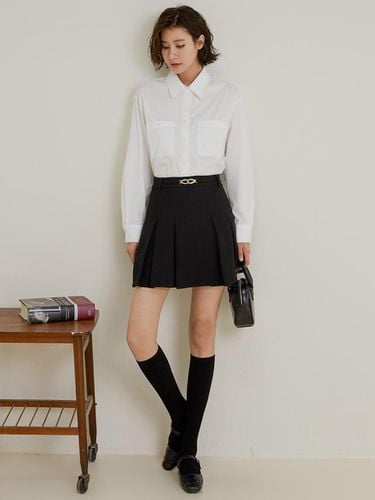 Fake Belt Pleated Skirt - LANGSON - Modalova