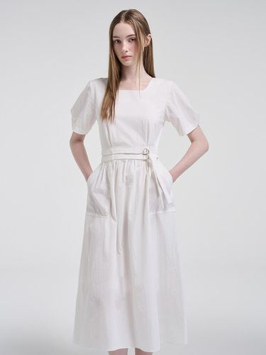 Way Sleeve Belted Dress, White - ETMON - Modalova