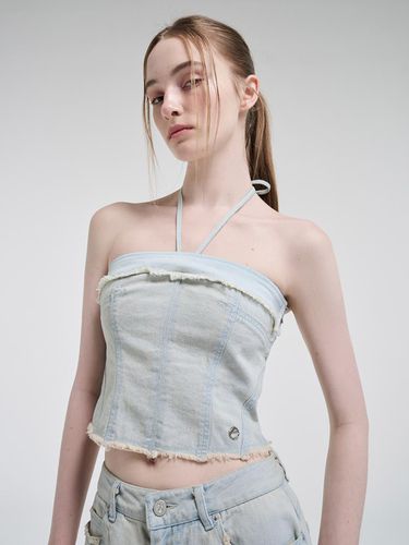 Denim Strap Top, Light Blue - ETMON - Modalova