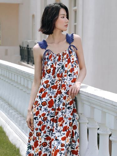 Frill Strap Point Flower Dress_Red - LANGSON - Modalova