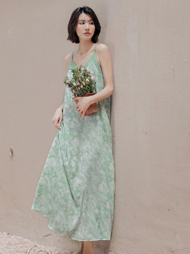 Tie Dye Back String Long Dress_Green - LANGSON - Modalova