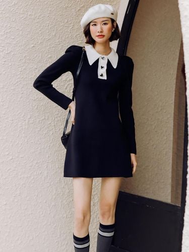 Delighted Fake Two Piece Puff Dress_Black - LANGSON - Modalova