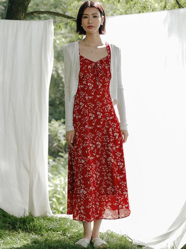 String Red Sleeveless Long Dress - LANGSON - Modalova