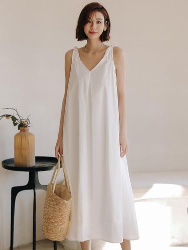 Vacation Style Sleeveless White Dress - LANGSON - Modalova