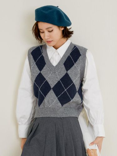 Classic Rhombus Knit Vest - LANGSON - Modalova