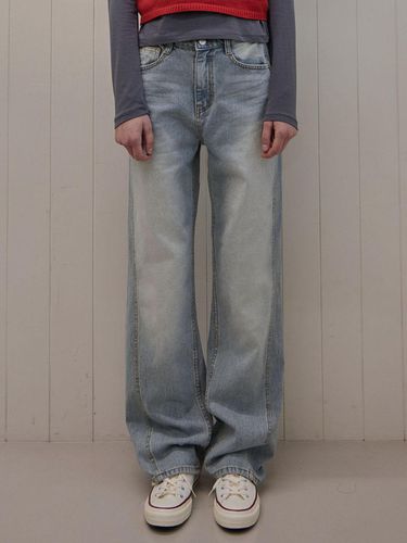 Double Stitch Long Wide Denim Pants - HAINT - Modalova