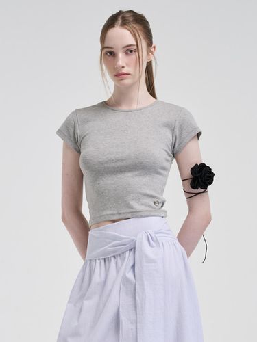 Cap Sleeve T-Shirt, Melange Grey - ETMON - Modalova