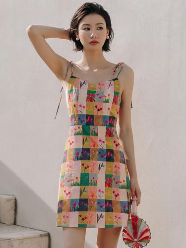 Color Repetition Flower Dress - LANGSON - Modalova