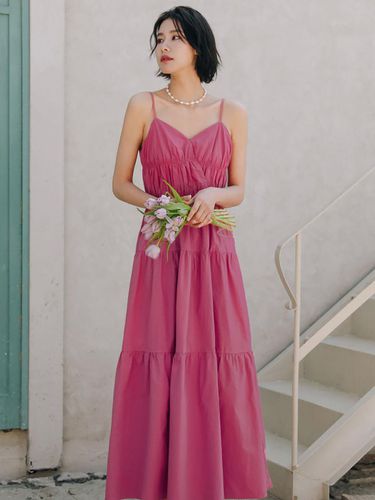 Pink Tube Top V Neck Dress - LANGSON - Modalova