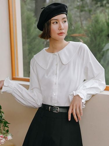 White Doll Collar Cotton Shirt - LANGSON - Modalova