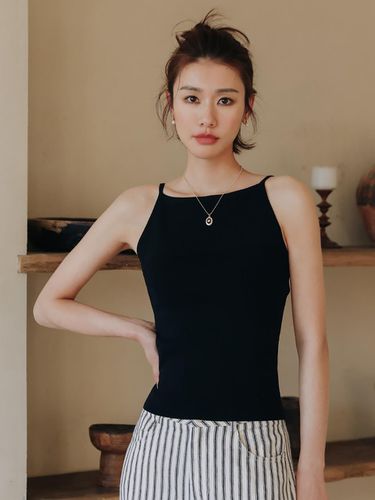 Black Sling Sleeveless Top - LANGSON - Modalova