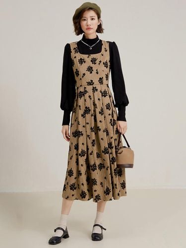 Coffee Cake Floral Dress - LANGSON - Modalova