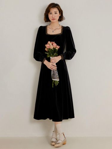 Puff Sleeve Velvet Dress - LANGSON - Modalova