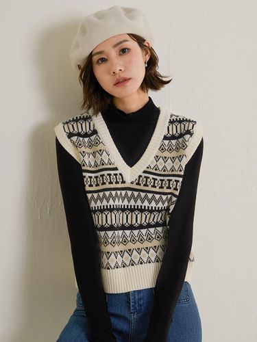 Ethnic Jacquard Knit Vest - LANGSON - Modalova