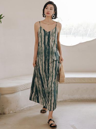 Green Stripe Slip Dress - LANGSON - Modalova