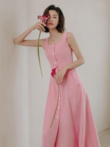 Fitted Torso Long Dress_Pink - LANGSON - Modalova