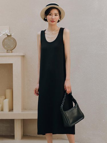 Black U Neck Sleeveless Dress - LANGSON - Modalova