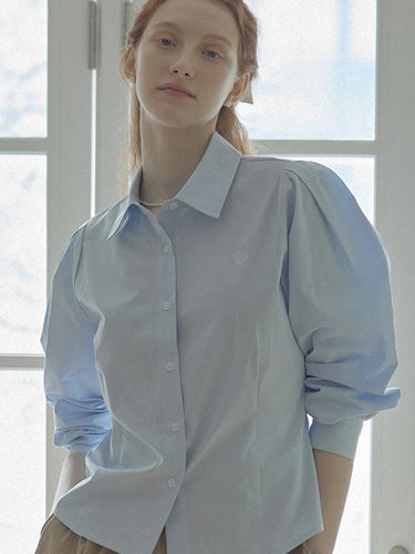 Puff Sleeve Logo Blouse (Sky Blue) - NONLOCAL - Modalova