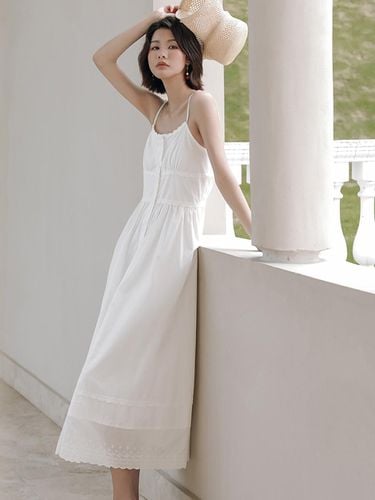 Punching Lace Slip Dress_White - LANGSON - Modalova