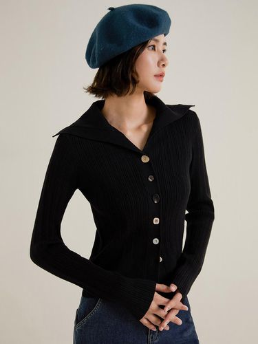 Button Point Collar Cardigan - LANGSON - Modalova