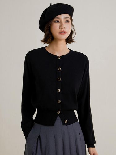 Crewneck Cardigan Jacket_Black - LANGSON - Modalova