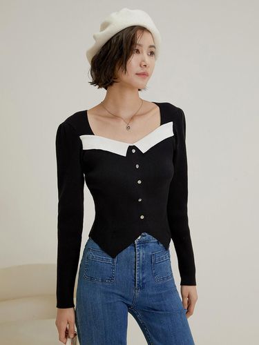 White Point Square Collar Knit Top - LANGSON - Modalova