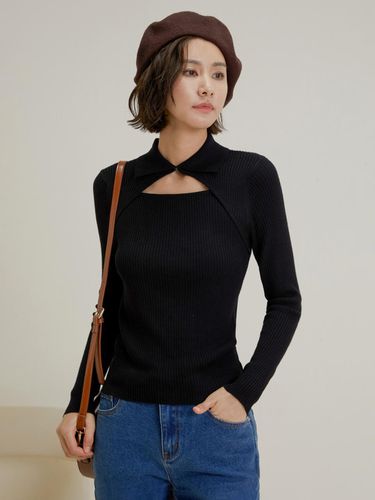 Front Cut Out Collar Knit Top - LANGSON - Modalova